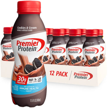 Premier Protein Shake, Cookies & Cream, 30g Protein, 1g Sugar, 24 Vitamins & Minerals, Nutrients to Support Immune Health 11.5 f