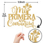 ZACHAKO Gold Glitter Cake Topper - Mi Primera Comunion, 5x5, Paper Decoration for Baptism/First Holy Communion, Baby Shower