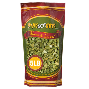 We Got Nuts Pumpkin Seeds Healthy Snacks 5Lbs (80Oz) Bag | Raw Pepitas No Preservatives Added, 100% Natural With No Shell | For