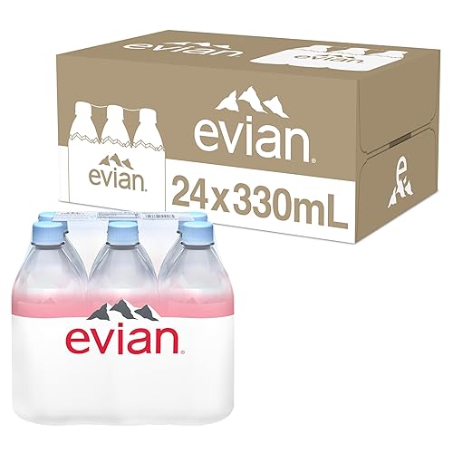 evian Natural Spring Water 330 mL/11.2 Fl Oz (Pack of 24) Mini-Bottles, Naturally Filtered Spring Water Small Water Bottles