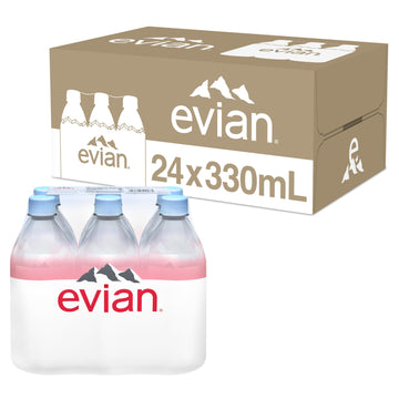 evian Natural Spring Water 330 mL/11.2 Fl Oz (Pack of 24) Mini-Bottles, Naturally Filtered Spring Water Small Water Bottles