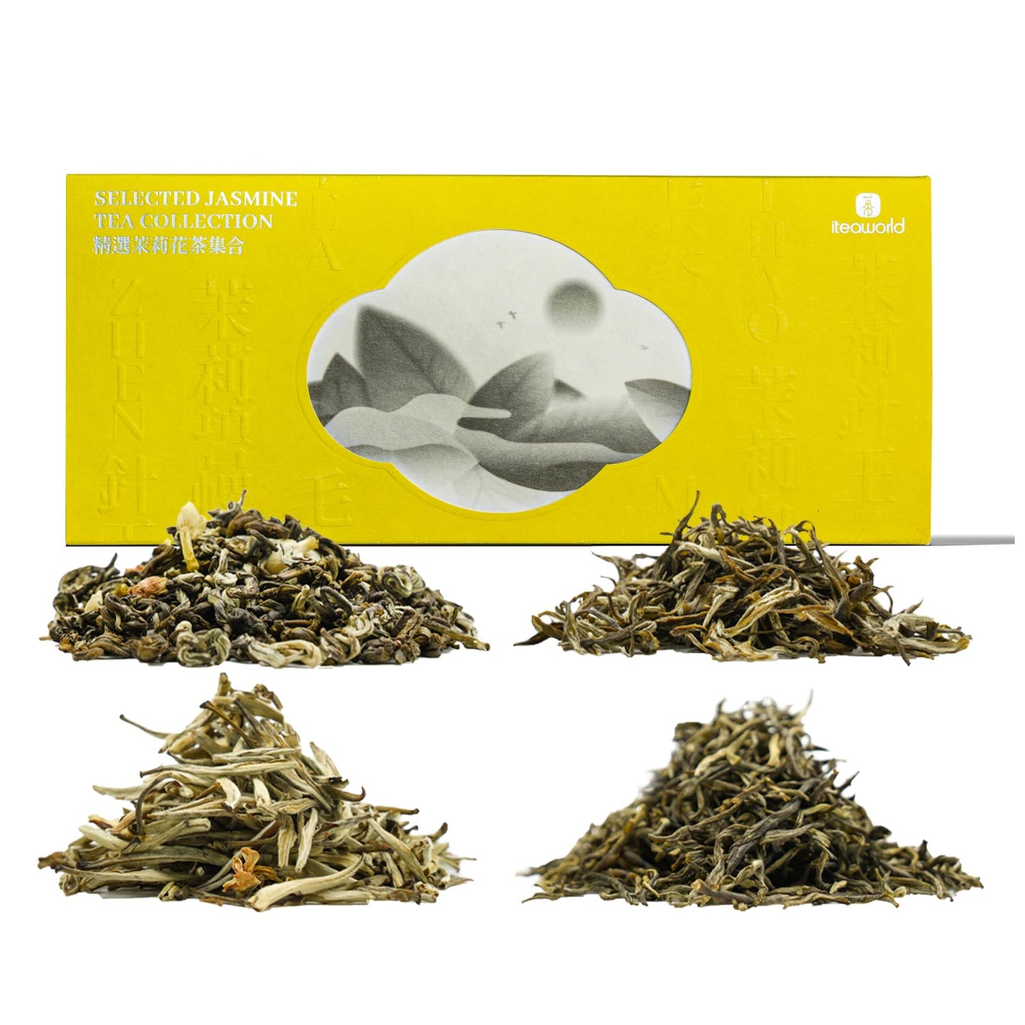 iTeaworld Jasmine Green Tea Loose Leaf Samplers Set, With Different Flowery Aromas, No Sweetener, Sweet After Taste, 4 Different
