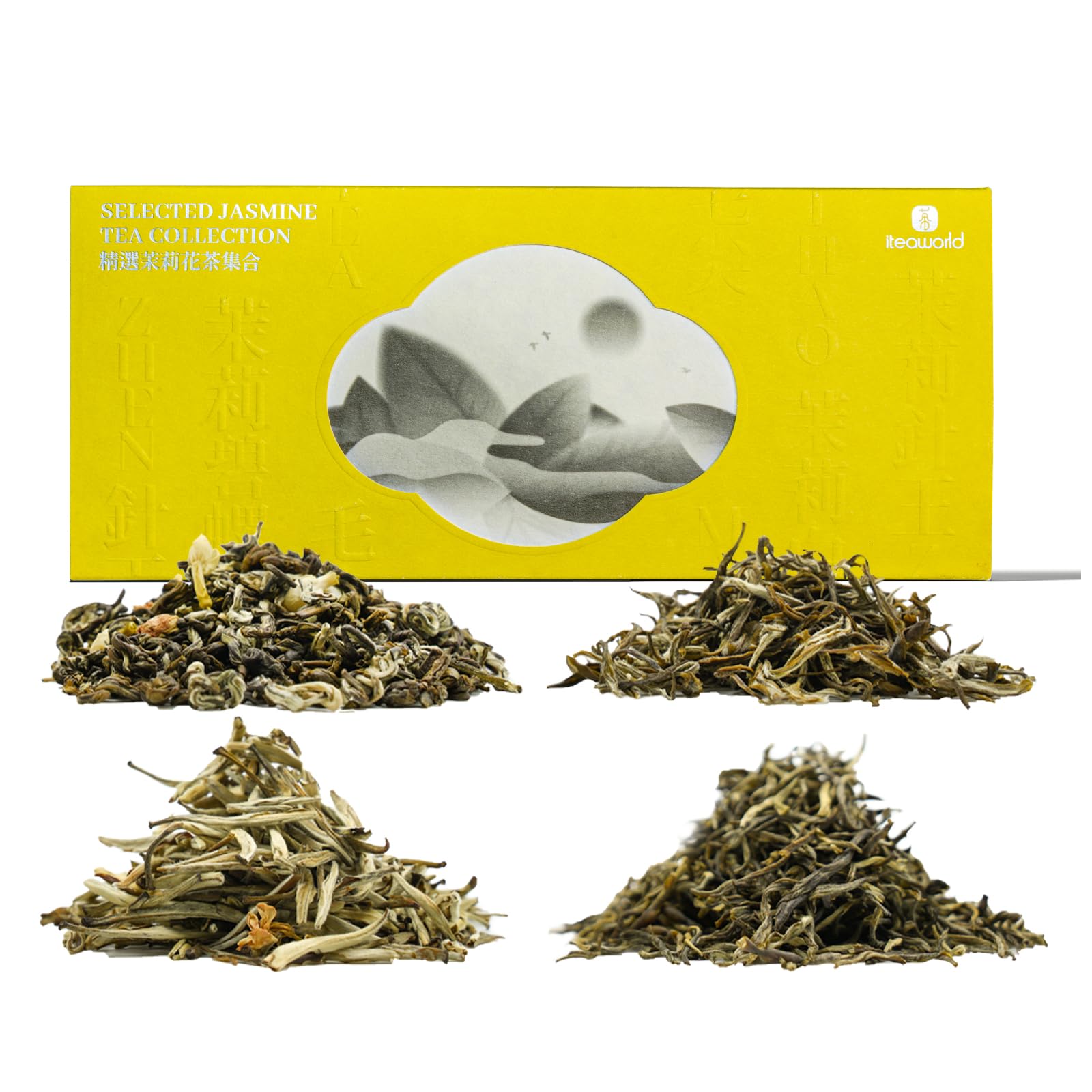 iTeaworld Jasmine Green Tea Loose Leaf Samplers Set, With Different Flowery Aromas, No Sweetener, Sweet After Taste, 4 Different