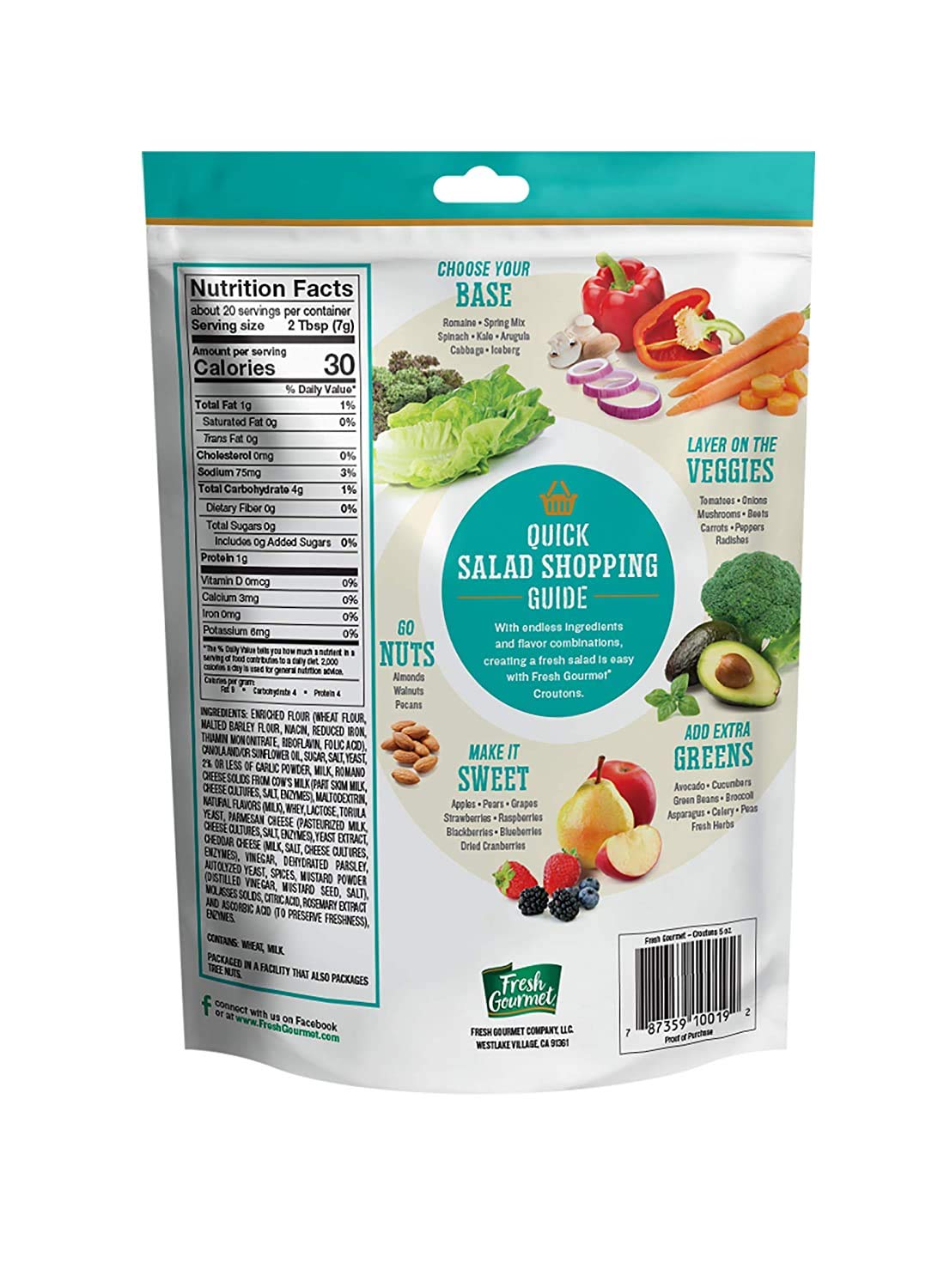 Fresh Gourmet Premium Croutons Crunchy Salad Topper, Classic Caesar, 5 Ounce (Pack Of 6)