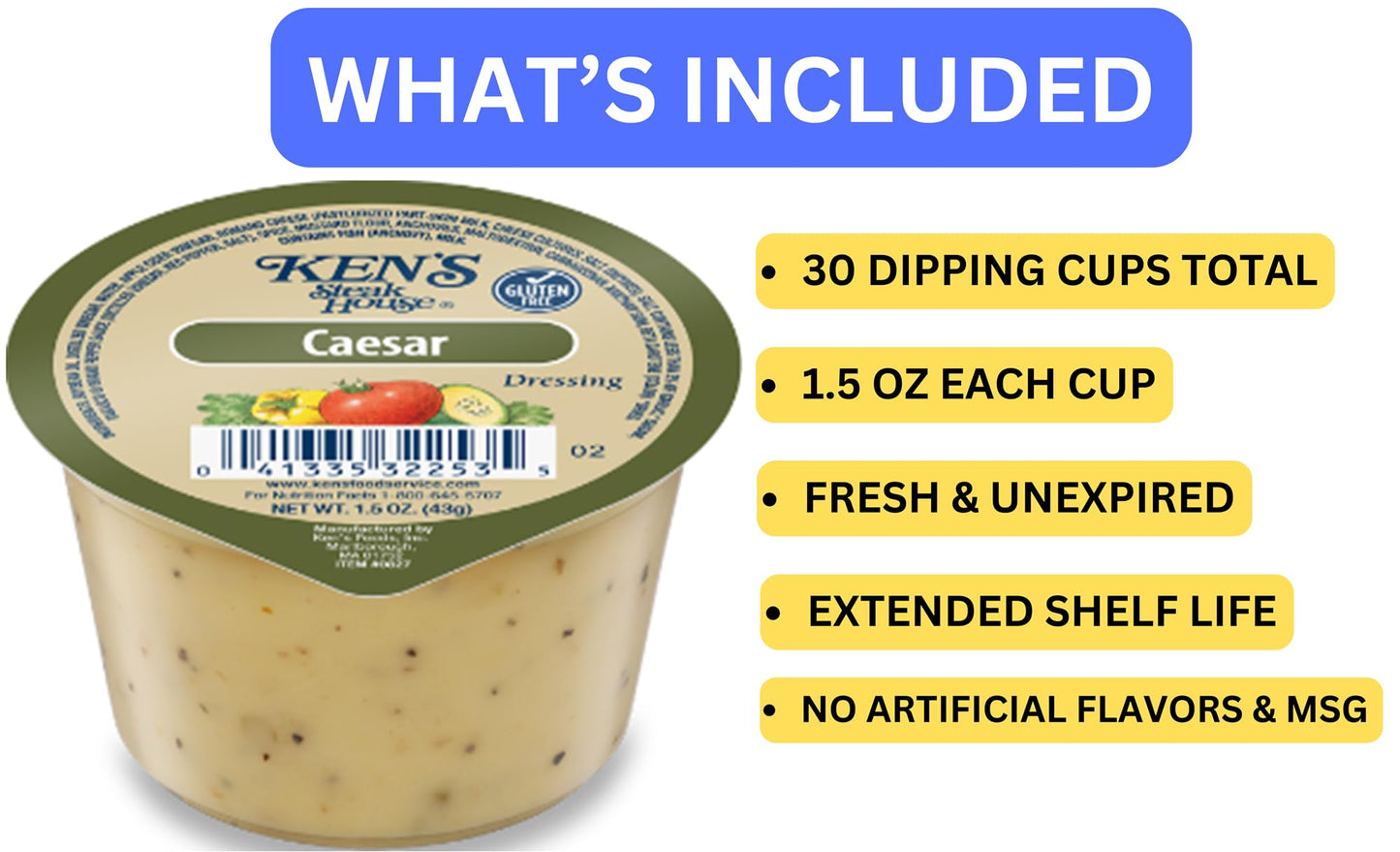 30 Count | Salad Dressing Dipping Sauce Portion Cups | Single Serve Packets (Caesar Dressing)