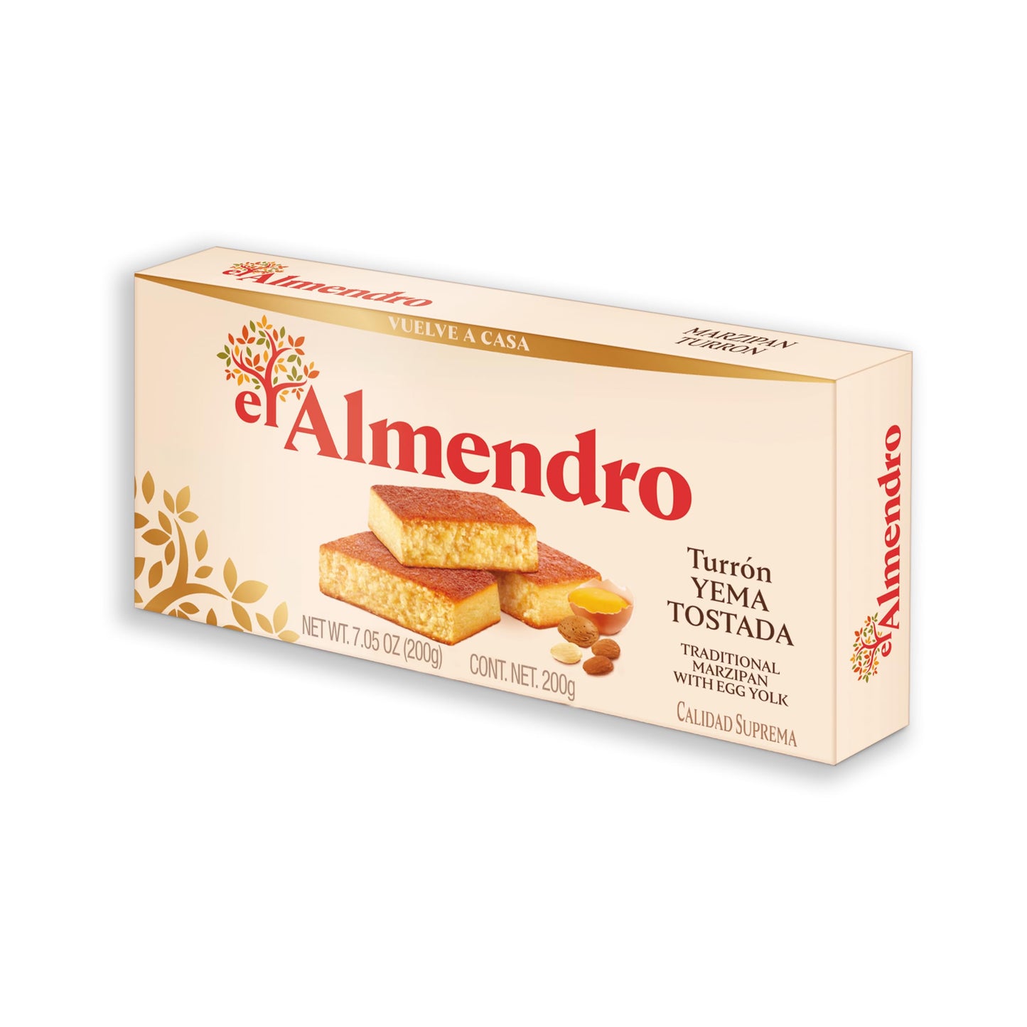 El Almendro Turron Traditional Marzipan with Egg Yolk - Yema Tostada - 7.05 OZ
