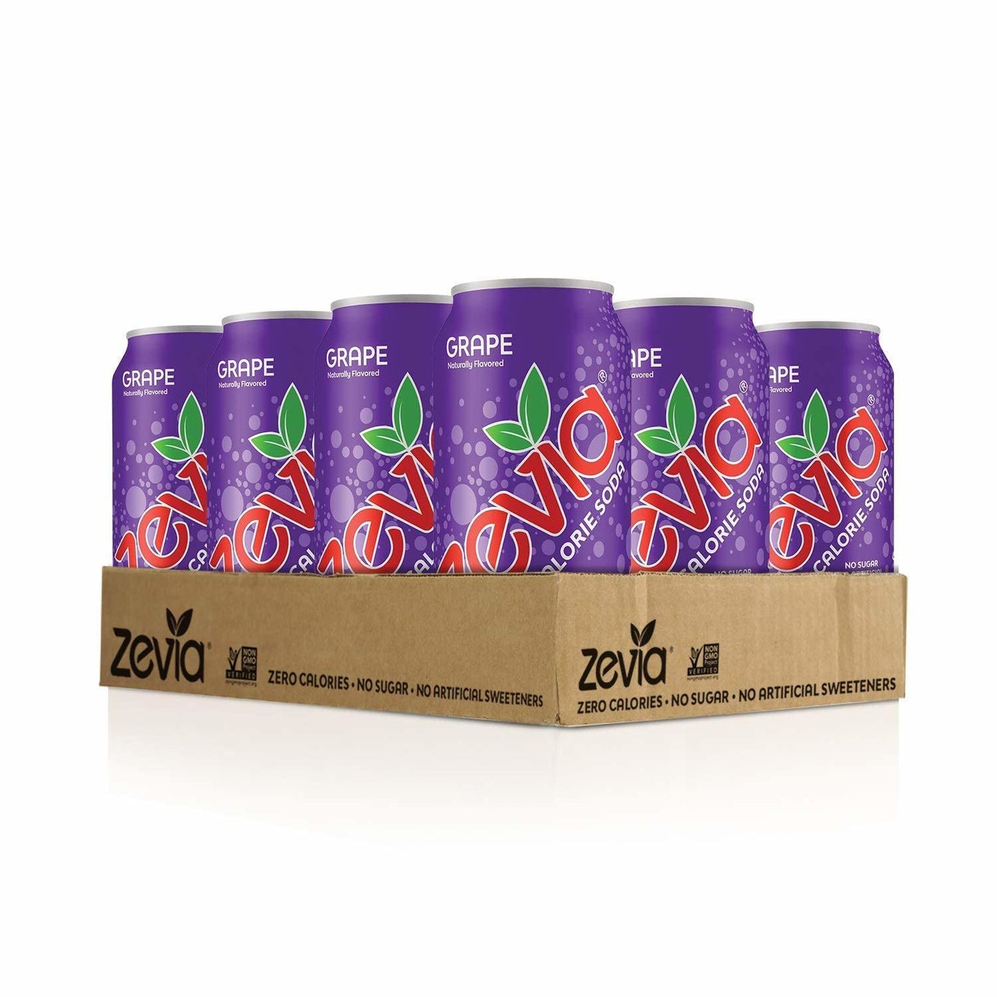Zevia Zero Sugar Soda, Grape, 16 oz Cans (12-Pack) - Naturally Sweetened, Non-GMO Project Verified, Gluten-Free, Vegan
