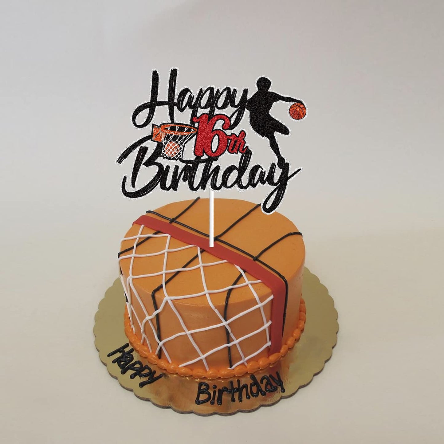 Basketball Happy 16Th Birthday Cake Topper 16 Sixteen Years Old Basketball Player Scene Cake Decoration Sport Theme Sixteenth Bi