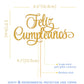 Spanish Feliz Cumpleaos Cake Topper - Gold Glitter Happy Birthday Cake Topper, Single-Side Gold Glitter Feliz Cumpleaos Decorati