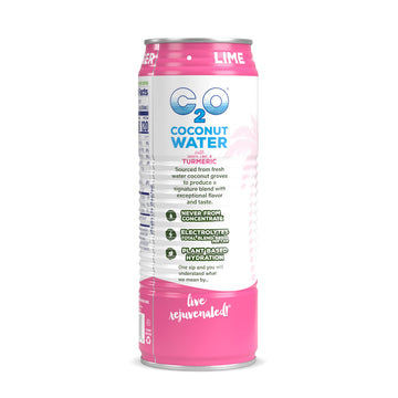 C2O Coconut Water with Ginger, Lime & Turmeric - 12 Pack, 17.5 FL OZ - Non-GMO Natural Hydration & Electrolytes