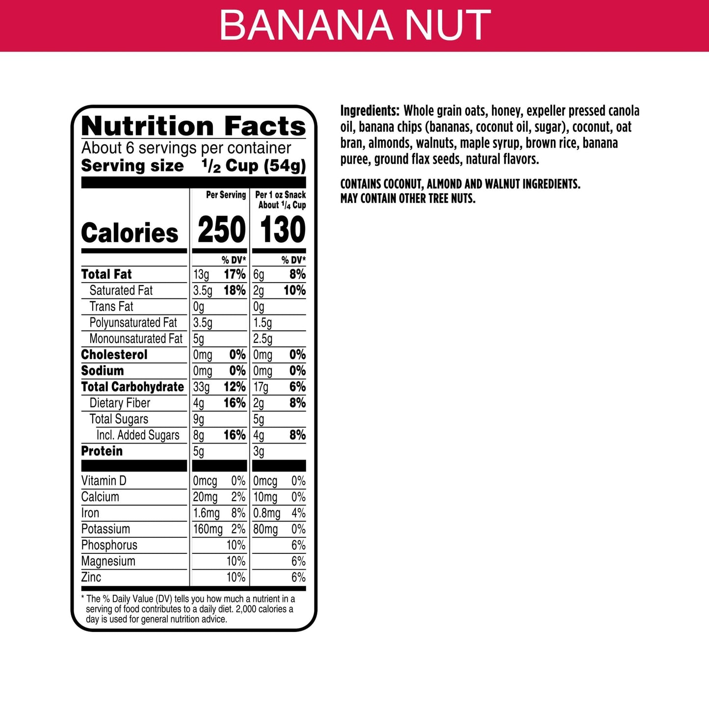 Bear Naked Granola Banana Nut, Vegetarian, Non-GMO, 4.5lb Case (6 Count)