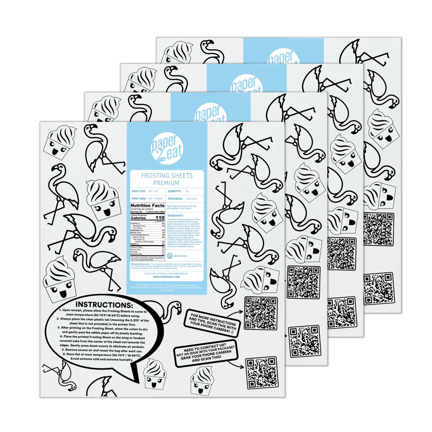 Paper2Eat Frosting Sheets Premium 8.5    X 11    - 96 Count - White Edible Icing Sheets