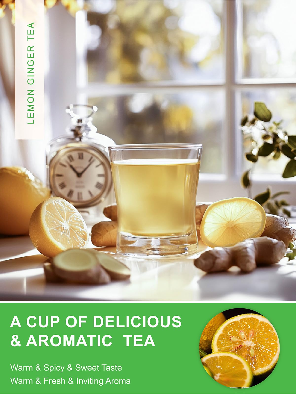 TeeLux Lemon Ginger Herbal Tea, Caffeine Free, 100 Tea Bags, Refreshing Flavor