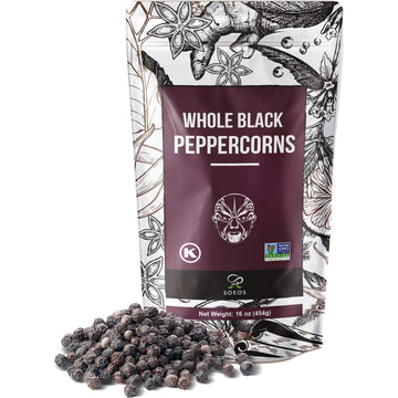 Soeos Whole Black Peppercorns, Non-GMO, Kosher, 16oz (Pack of 1)
