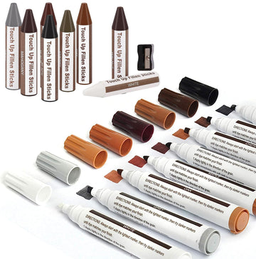 Furniture Markers Touch Up - 17Pcs Furniture Repair Kit, 8 Colors Wood Markers And Wax Sticks With Sharpener Kit Used For Stains