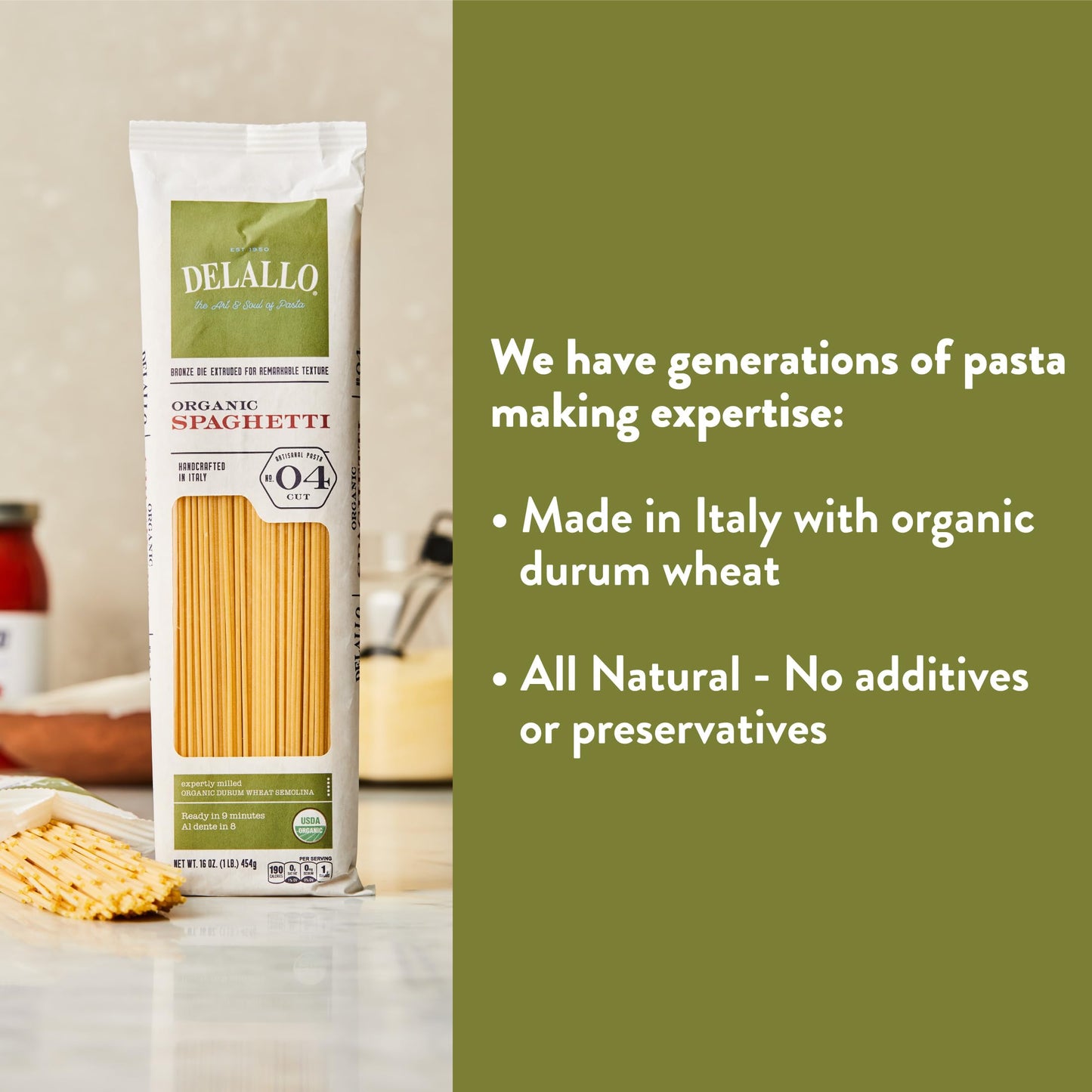 DeLallo Organic Spaghetti Pasta 1 lb (16x16 OZ)