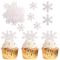 YCTHUNFISH 50 Pack Edible Snowflake Cupcake Toppers, White, Paper/Wafer, Small - Winter Frozen Theme Party Decorations