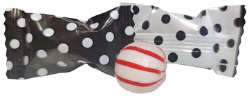 Polka Dot Peppermint Balls 100Ct - After Dinner Mints Individually Wrapped - Soft & Savory (Black And White)