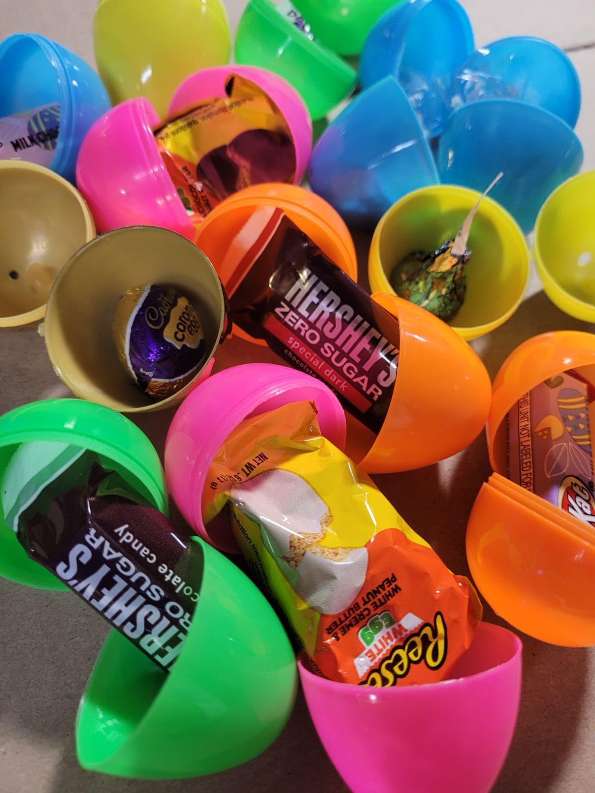 Egg Hunt Filled Eggs Easter Candy With Fillable Plastic Eggs Pack Of 12 Pre Filled Chocolate Candy For Baskets & Easter Party Fa
