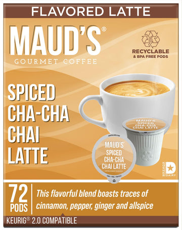 Maud'S Chai Tea Latte (Spiced Cha-Cha-Chai Latte), 72Ct. Solar Energy Produced Recyclable Single Serve Flavored Chai Tea Latte P
