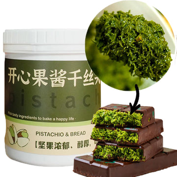Pistachio Cream Paste with Dried Shredded Fillo Dough for Dubai Chocolate Bar - Authentic Quick Sweet Snack, Ideal Stuffed Desse