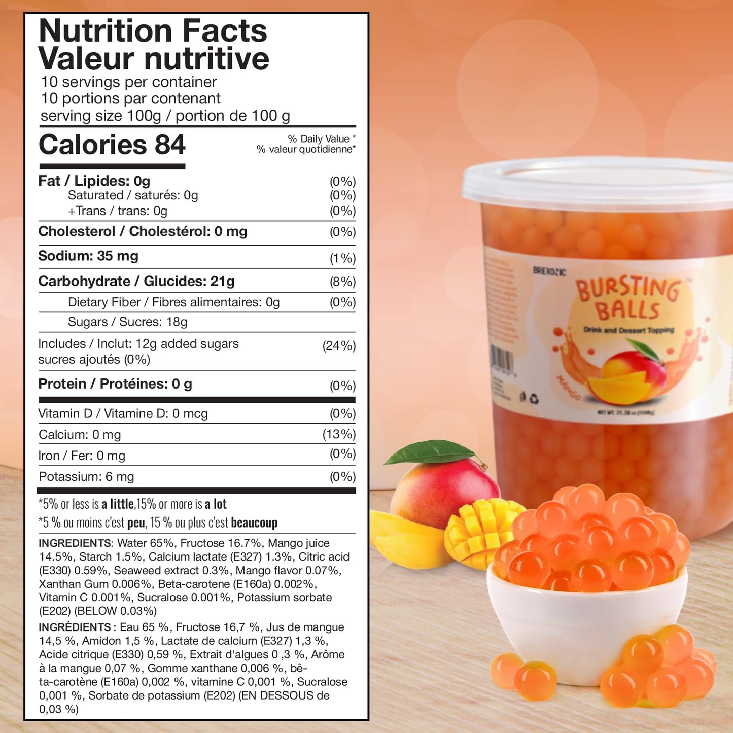 BREXONIC Popping Boba Pearls Bursting Tea Balls - Strawberry Mango Blueberry - 2 LB Pack