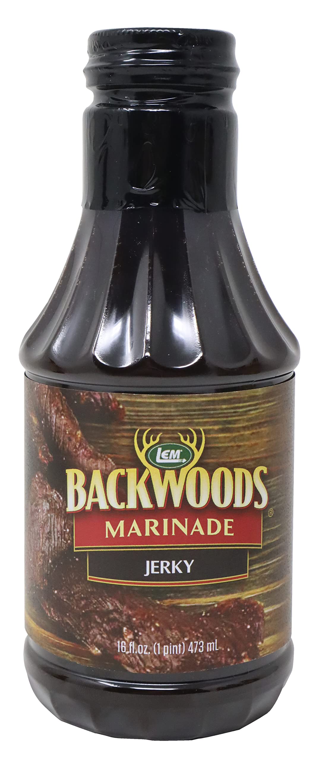 LEM Backwoods Jerky Marinade, 16 Fl Oz Bottle, Ideal for Wild Game and Domestic Meat, Model 1683
