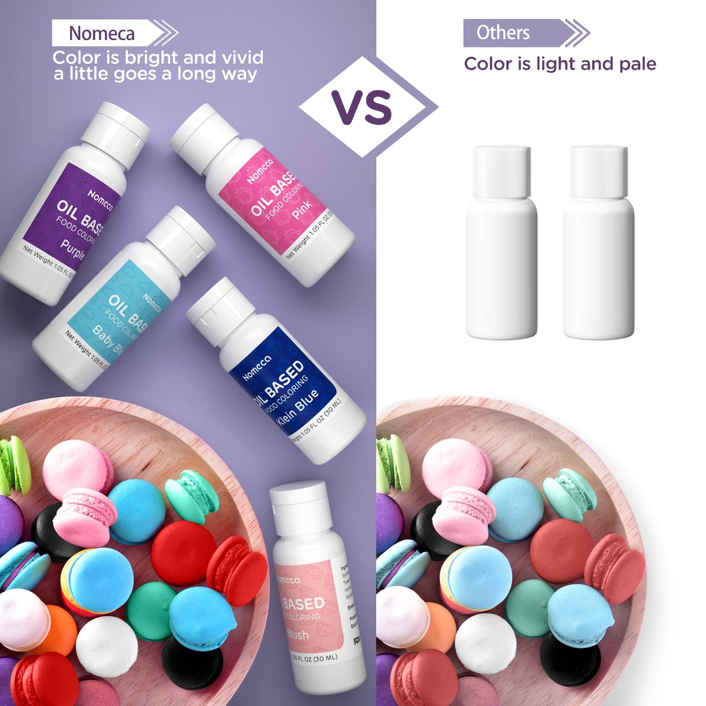Oil Based Food Coloring For Chocolate - Nomeca 30 Milliliters Upgraded Purple Oil Food Color For Baking Cake Decorating, Edible Food Dye For Candy Melts Cookies Easter Egg Icing Fondant Meringues