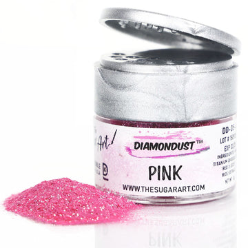 Pink Edible Glitter For Drinks, Cocktails, Cake Decorating, Strawberries, Chocolates & More | No Taste | 4G | 100% Food-Safe | Kosher, Vegan, Gluten & Nut Free | Diamondust By The Sugar Art