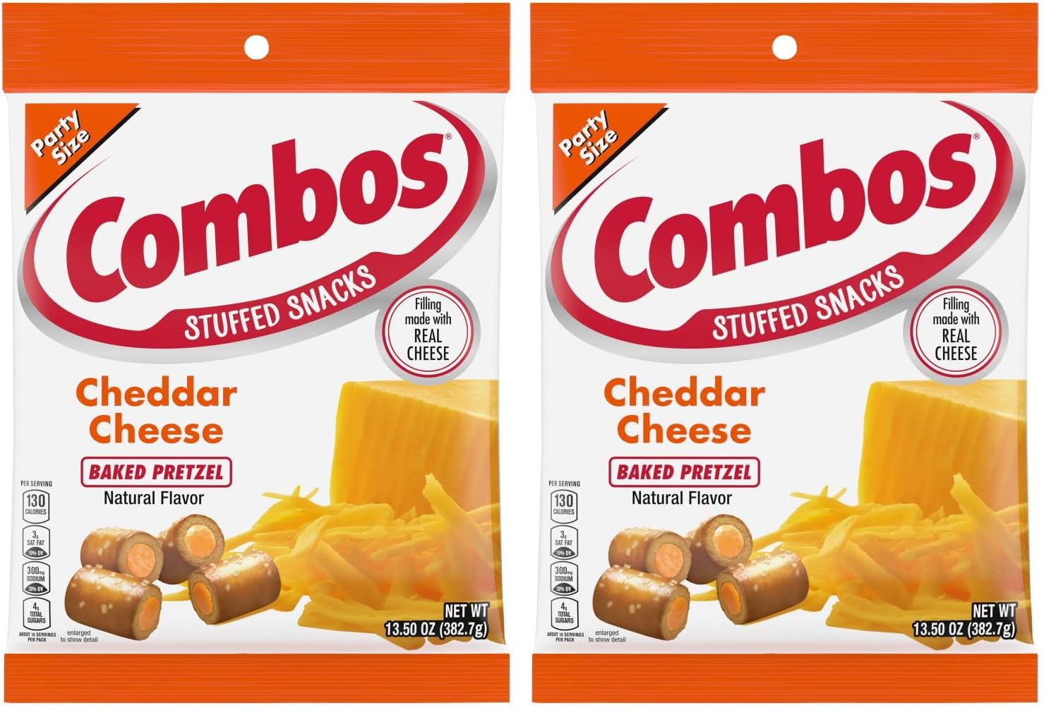 Combos Cheddar Cheese Baked Pretzel Snacks, 13.5 Oz. Bag, 13.5 Oz (Pack of 2)