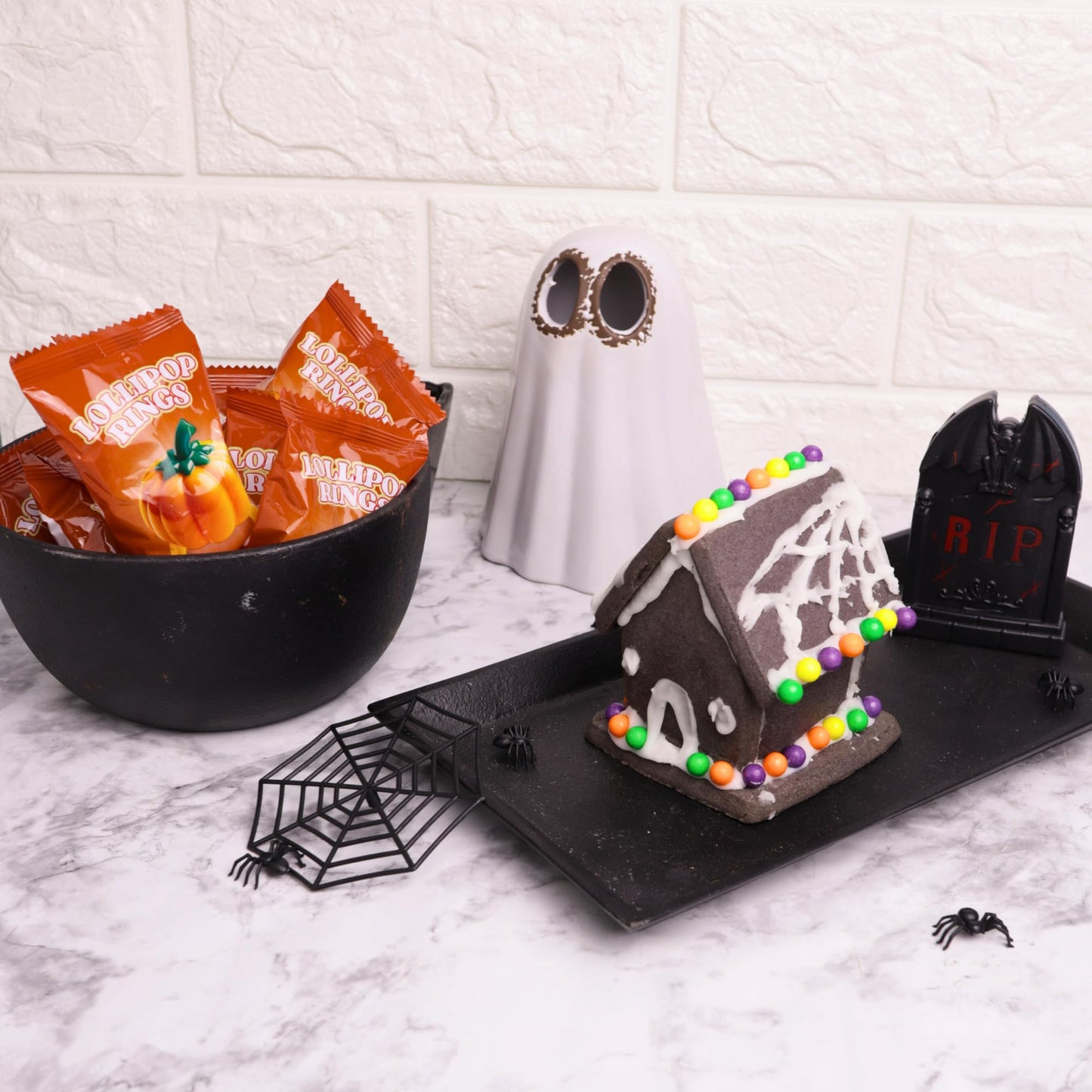 Small Halloween Gingerbread House Kit, DIY Cookie Decorating Activity, Supplies Included, 6.88 Ounces