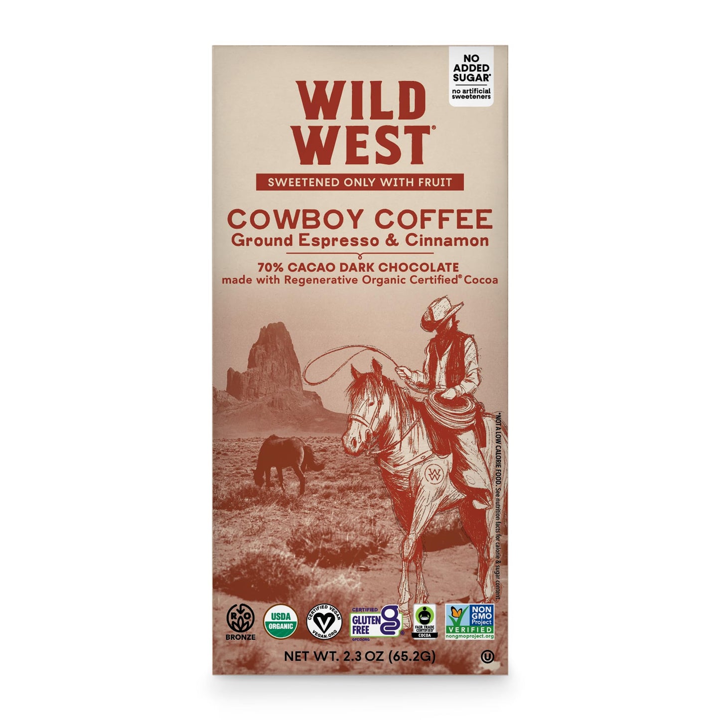 Wild West Chocolate  Cowboy Coffee  70% Cacao Dark Chocolate With Ground Espresso  1 Count 2.3Oz Each