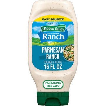 Hidden Valley Parmesan Ranch Condiment and Dressing, Easy Squeeze Bottle, 16 Fl Oz (Package May Vary)