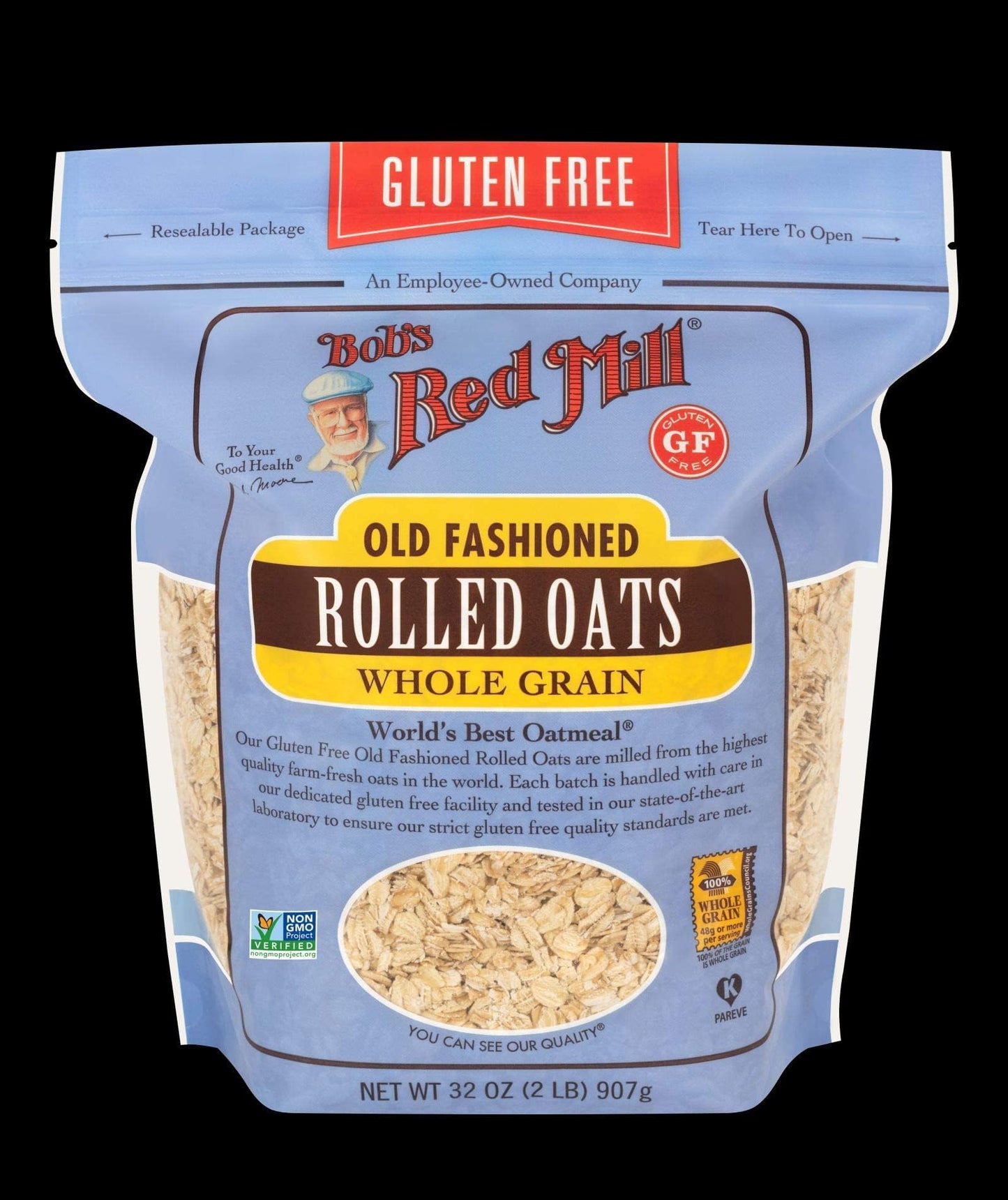 Bob'S Red Mill Gluten Free Old Fashioned Rolled Oats, 32Oz (Pack Of 4) - Non Gmo, Whole Grain, Vegan, Kosher