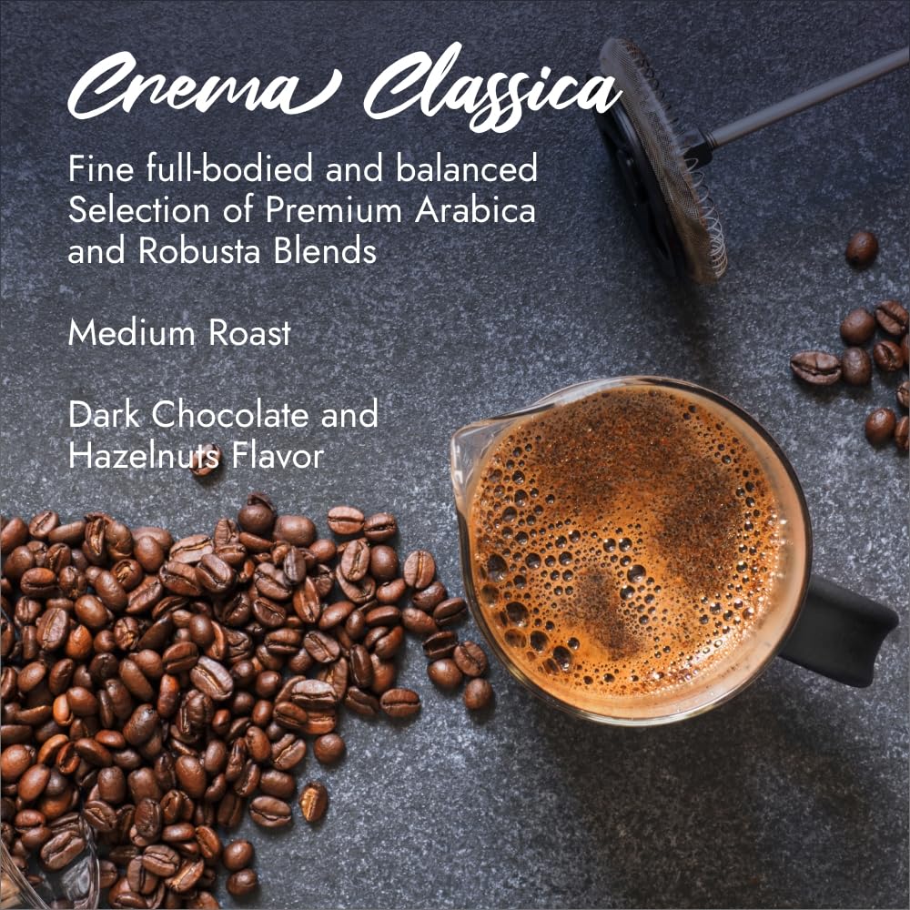 Caffe Borbone, Whole Bean Coffee Blend, Crema Classica, Medium Roast, Roasted And Freshly Packaged In Italy, 2.2 Pound Bag (Pack