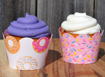 Donut Grow Up Doughnut Cupcake Wrappers For Kids Birthday Party Supplies, Two Sweet Celebrations, Sprinkles. Set Of 24 Reversibl