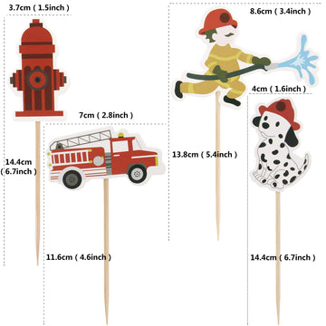 Ercadio 24 Pack Fireman Cupcake Toppers Fire Department Cake Topper Picks Baby Shower Birthday Party Decoration Supplies