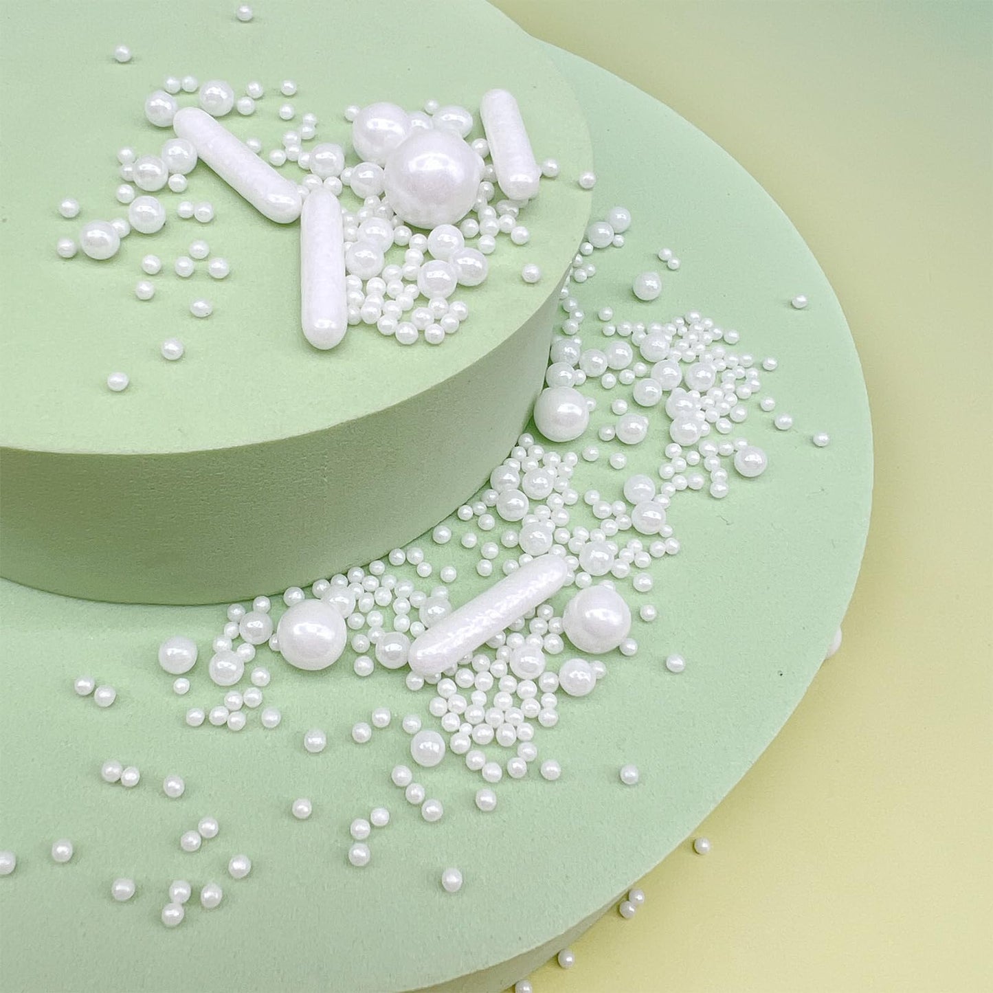 White Sprinkles For Cake Decorating, 4.6Oz White Rod And Pearl Sprinkles Mix For Baking, Cupcake, Cookie, Ice Cream, Donuts And