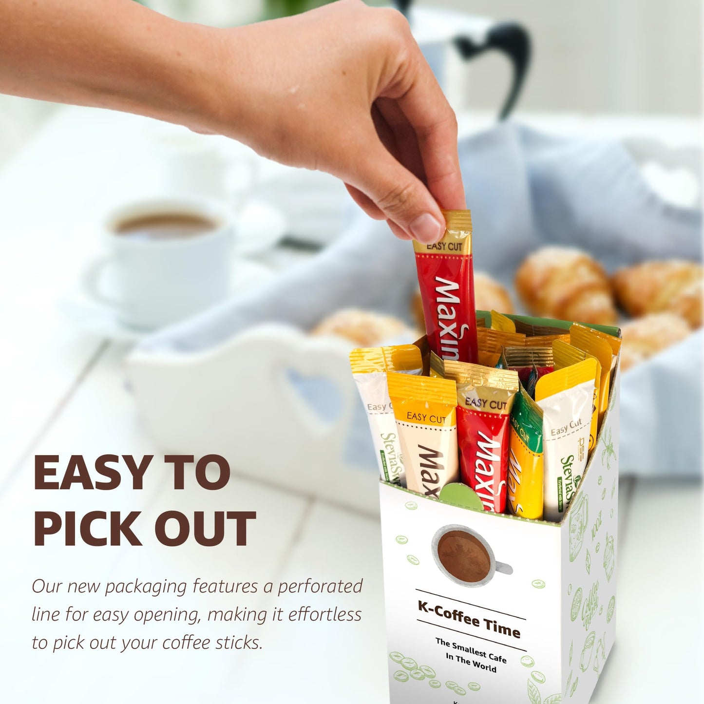 Cutie Mango Maxim & Stevia Variety 20 Sticks Premium Korean Instant Coffee Sampler White Mocha Original Zero Sugar Stevia Assort