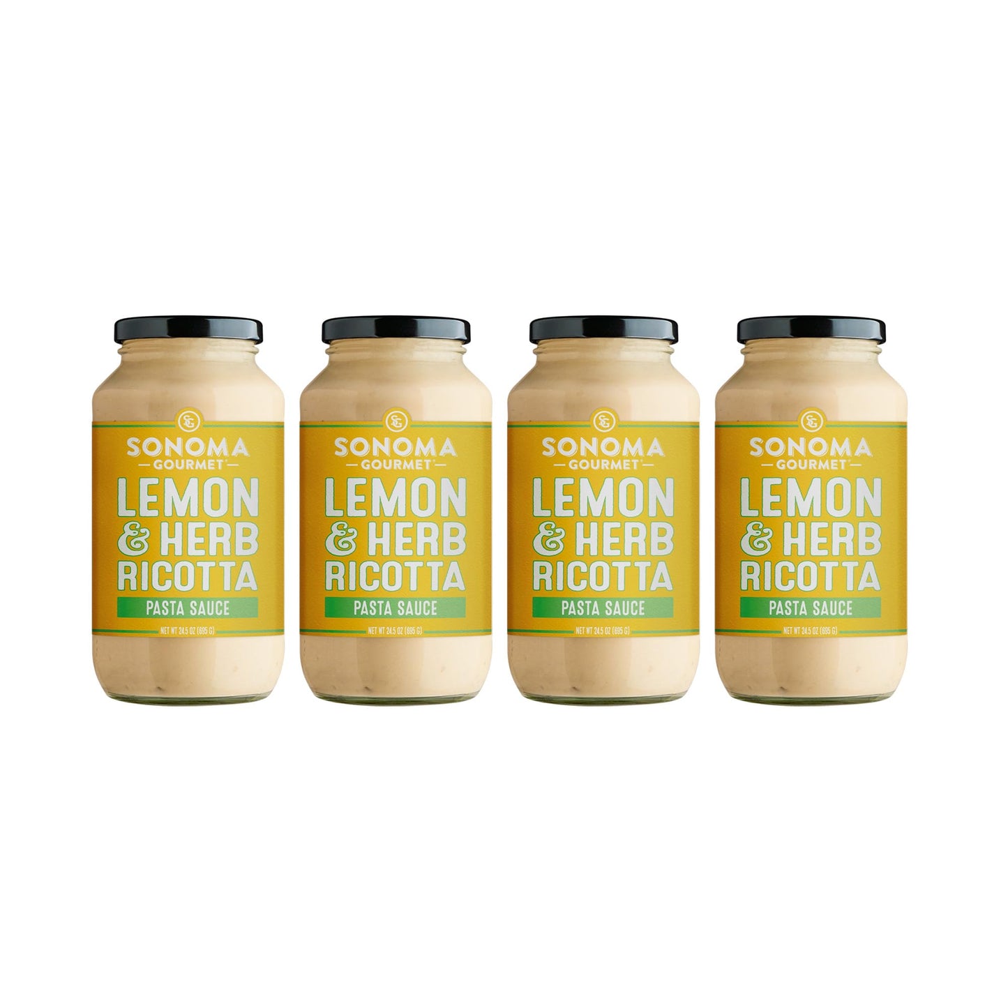 Lemon Herb Ricotta Pasta Sauce | Non-Gmo, Gluten-Free And No-Sugar Added | Fresh Ingredients | 25 Ounce Jars (Pack Of 4)