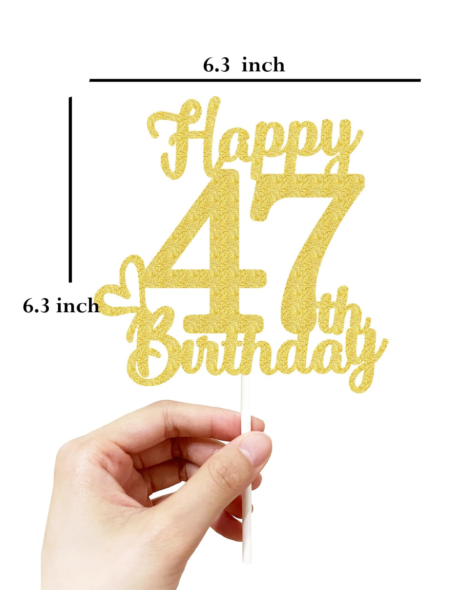 47 Birthday Cake Toppers-Gold Glitter, 47Th Cake Topper For Men,47 Cake Topper For Women, 47Th Birthday Decorations,47Th Birthda