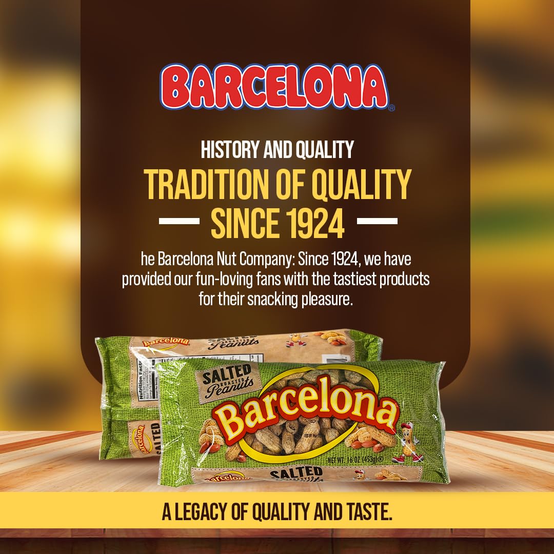 Barcelona Nut Inshell Peanuts Salted & Roasted - 2 Pounds - Deliciously Old Fashioned - USA Grown - Gluten Free - In Shell For H