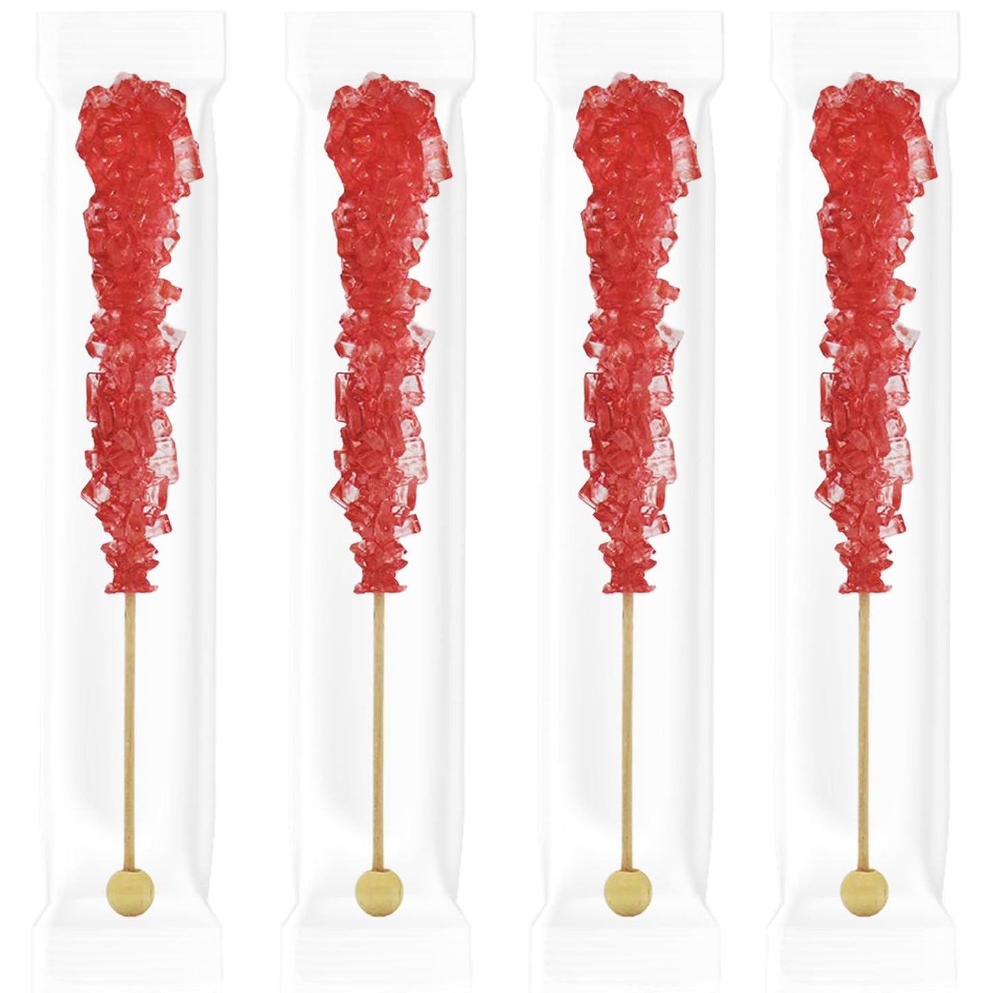 Rock Candy Lollipops Pops Candy Suckers, Color And Flavor Assortment, Individually Wrapped, 6.5'' (Cherry, 6-Pack)