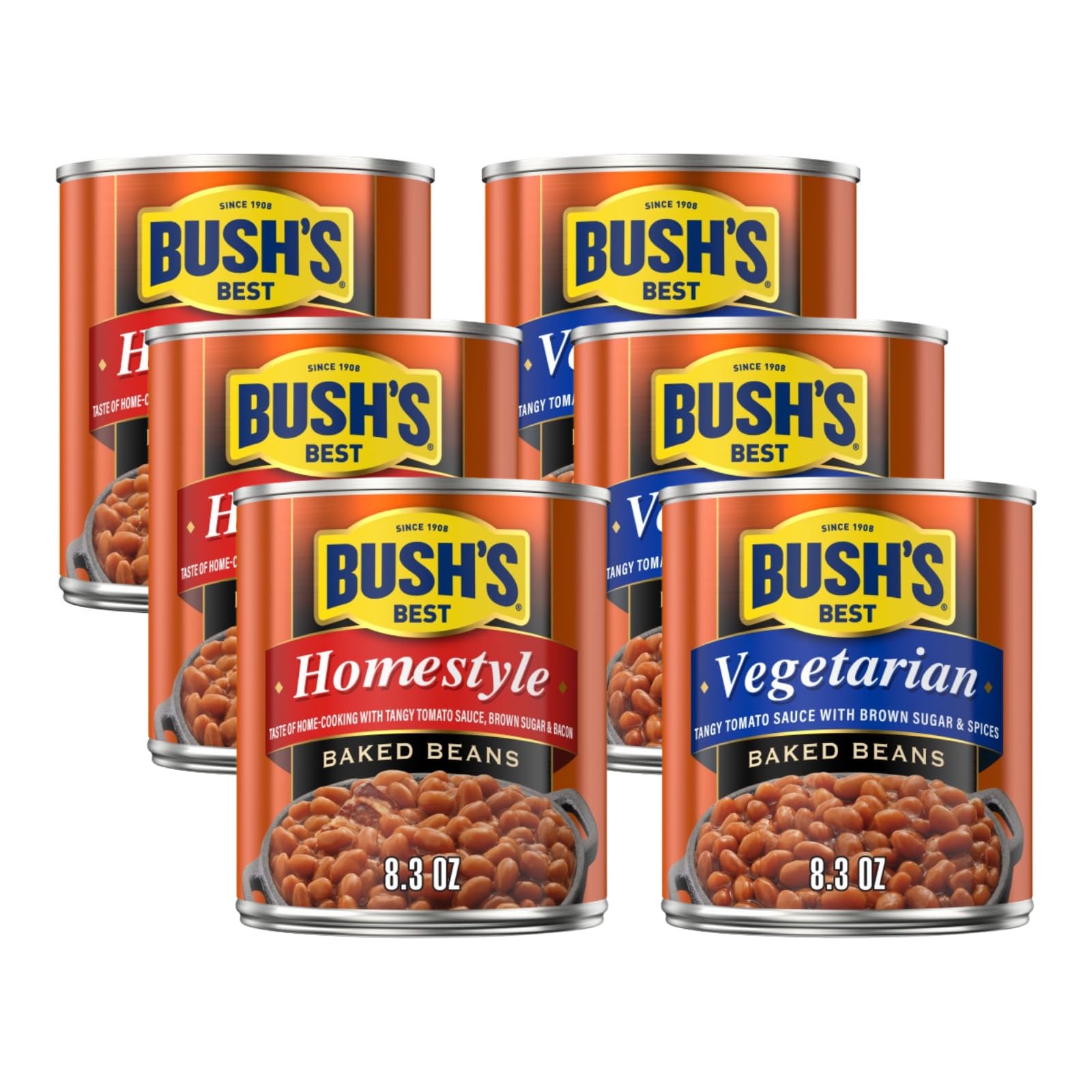 Bushs Best Baked Beans Variety Pack, Seasoned Beans in Savory Sauce for BBQ, Cookouts, Side Dishes and Easy Meals, Homestyle and