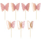 Gyufise 24 Pack Pink Glitter Butterfly Cupcake Toppers 3D Double Layer Pink Butterfly Cake Toppers Butterfly Theme Party Decorat