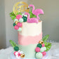 Flamingo Cake Toppers Summer Cake Decorations With Palm Leaf Cake Toppers Green Hot Pink Pearl Ball Cake Toppers For Tropical Ha