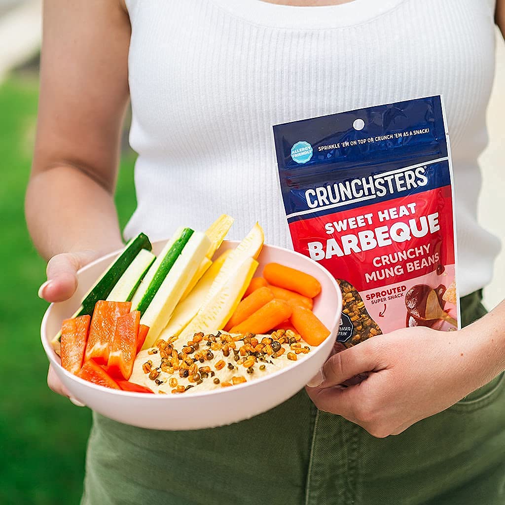 Crunchsters Sprouted Mung Beans, Plant-Based Protein Super-Snack And Salad Topper, Gluten-Free, Nut-Free, Vegan, 5G Protein/Serv
