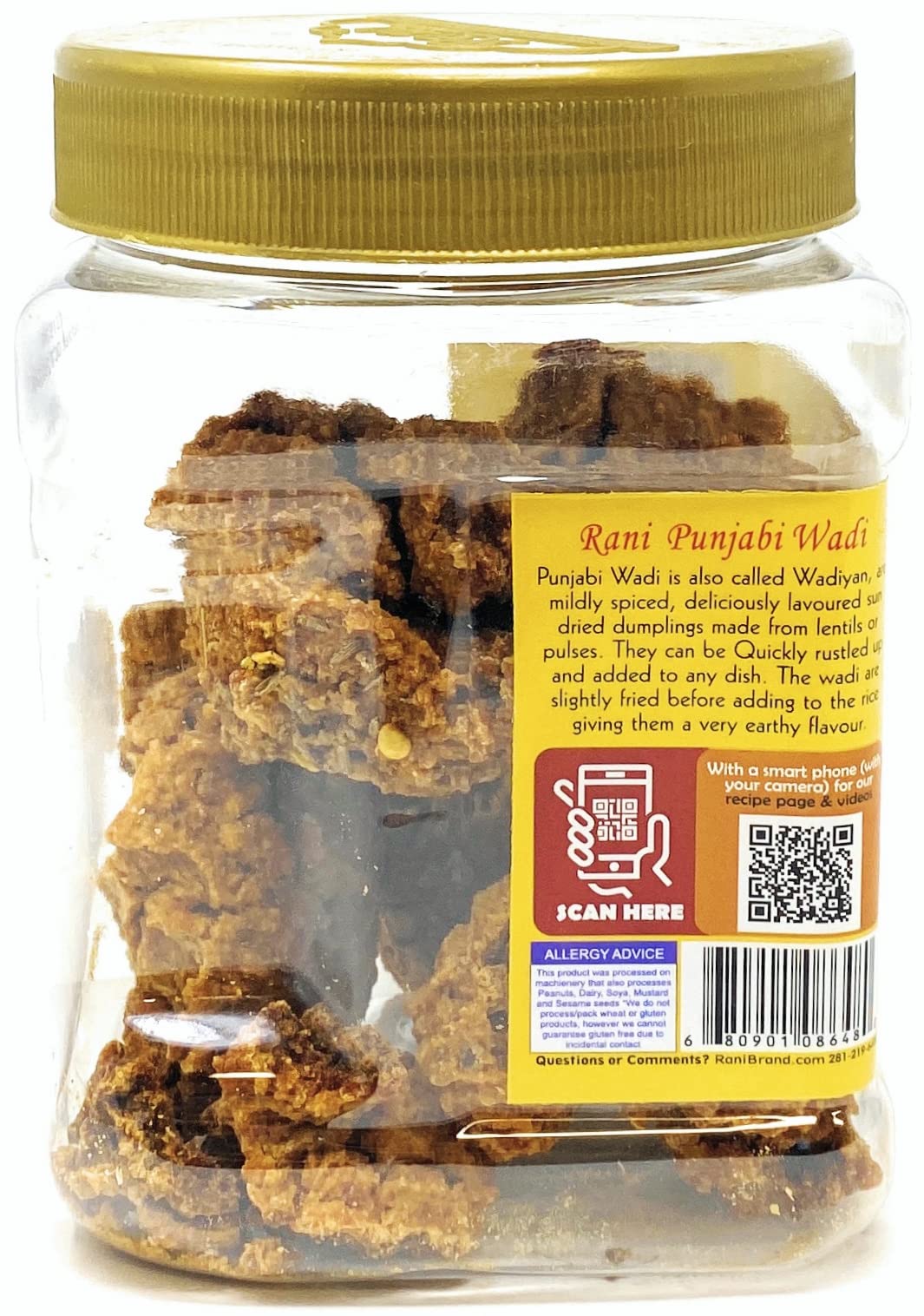 Rani Punjabi Wadi (Vadi) Lentil Spiced Flour Balls 7Oz (200G) Pet Jar ~ High Protein, All Natural | Vegan | No Colors | Indian O