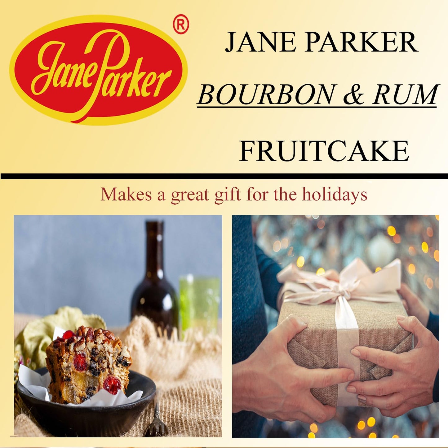 Jane Parker Fruitcake Holiday Cake 1 Pound Loaf in Box - Best Fruitcake for Christmas