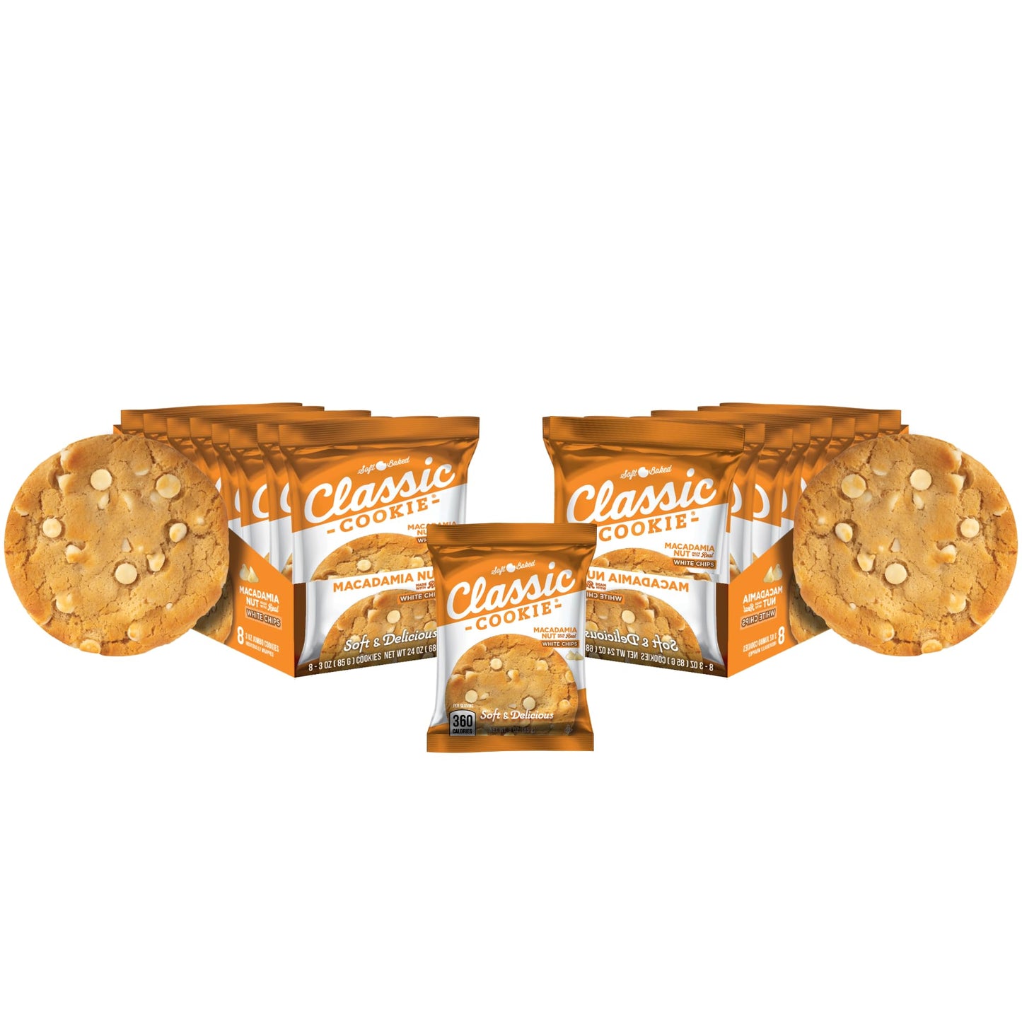 Classic Cookie Soft Baked Macadamia Nut Cookies Made With White Chocolate Chips  2 Boxes  16 Individually Wrapped Cookies
